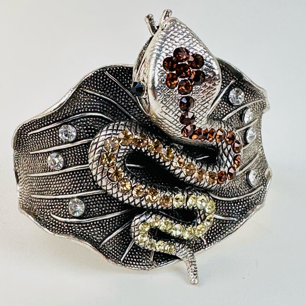 Silver Snake Bracelet with Crystals